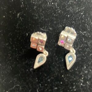 Silver Earrings with Multicolor Gemstones